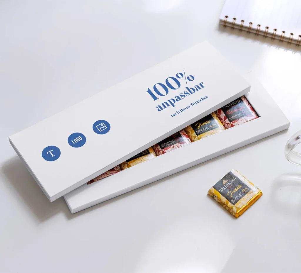 Karte mit Schokolade 100% personalisierbar